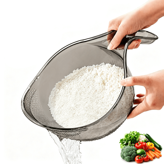 Rice Strainer with Handle, Multifunctional Kitchen Strainer, Wash Rice Pasta Veggies Fruits, Sturdy Easy Clean