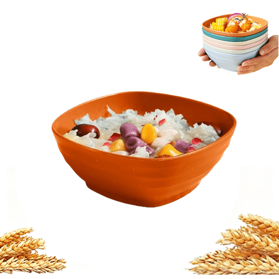 Djiypn 1Pack Unbreakable Cereal Bowls, Wheat Straw Bowls - Microwave & Dishwasher Safe Bowls for Kitchen, Reusable Plastic Bowls for Soup, Salad and Snack