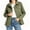 Army green, variant on Long Sleeve Women Spring Fall Solid Color Zipper Coat Stand Collar Casual Military Anorak Jackets with Pocket