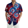 thumbnail image 2 of Men's American 250Th Anniversary Art Print Hawaiian Shirt 1776-2026 Patriotic Tee with America Script and Starburst Rays Royal Blue S, 2 of 7