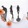 thumbnail image 4 of Juego de cubiertos con forma de calavera de esqueleto, juego de cubiertos de 3 piezas, incluye cuchara, tenedor y cuchillo, vajilla de diseño moderno, aspecto fantástico (negro), 4 of 5