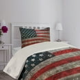 thumbnail image 5 of Ambesonne American Flag Quilted Bedspread Set 2 Pcs, US Flag Plate, Twin Size, Red Grey, 5 of 5