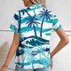 thumbnail image 2 of Top de Impresión Hawaiana de las Señoras, Moda de Manga Corta Solapa Casual Botón Blusa para las Vacaciones Y el Uso Diario, Camiseta Elástica de Verano, 2 of 6