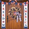 thumbnail image 4 of Yhmxh Patriotic Day Wreath, Memorial Day American Flag Color Burlap Mesh Wreath for Front Door Independence Day 4th of July Wreath for Indoor and Outdoor Red White Blue Ribbon Mesh Wreath (16inch), 4 of 6