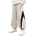 thumbnail image 3 of Lumosvexa Boys Jogger Sweatpants, with Pockets Elastic Waist Lightweight Fall Breathable Active Pants Khaki 10-12, 3 of 7