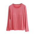thumbnail image 2 of ZDNIXIAN Women Round Neck Long Sleeve Basic Top ,Soft Stretchy Slim Fit Solid Layering T-Shirt, Casual Crew Neck Base Layer Blouse, Lightweight Breathable Long Sleeve Undershirt, 2 of 5