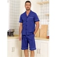 thumbnail image 3 of ANLIQI 100% Cotton Mens Pajamas Set Short Sleeve Sleepwear Button Down Loungewear Soft Pj Set with Pockets (Cobalt Blue,S), 3 of 6