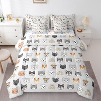 Castle Fairy Kids Children Teens Cute Dogs Cats Bedding Comforter Set 7-Piece,Cartoon Pets King Bedding Sets,Kawaii Animal Ultra Soft Bed Sheets,Luxury Bedroom Decor,Reversible