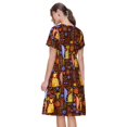 thumbnail image 2 of Bixox Robe d'Été à Manches Courtes pour Femmes Robe Ample Longueur Genou avec Poches-Coloré Renard, 2 of 7