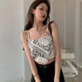 thumbnail image 6 of Prettyui Women Print Irregular Slim Sexy Backless Exposure Navel Fake Two Pieces Camisole Crop Top, 6 of 6