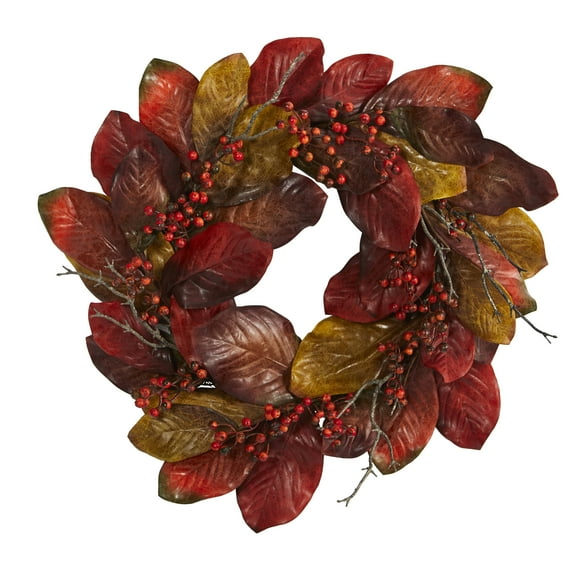 Nearly Natural Plastic Wreath, 24.00" (Assorted Colors)