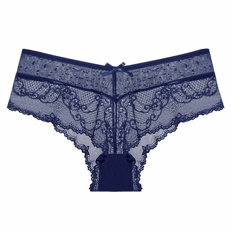 

JUSTUP Womens Underwear Invisible Seamless Bikini Lace Underwear Half Back Coverage Panties 5 Pack Blue M