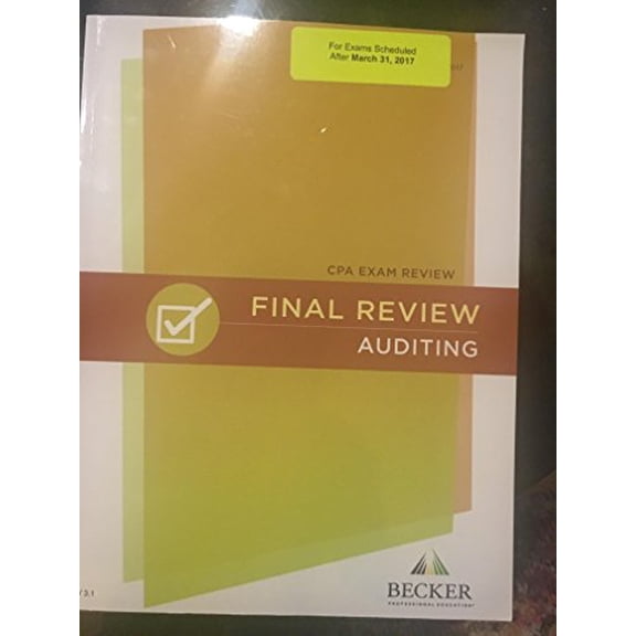 Pre-Owned CPA FINAL REVIEW AUDITING V 3.1 - BECKER AUDIT Paperback, 9781943628339, 1943628335, Paperback,
