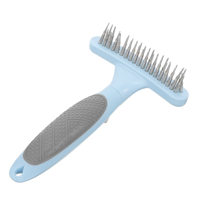 Raindrops Durable Pet Hair Comb Rake for Grooming Dogs Rust Proof Metal Pins with Easy Clean Handle
