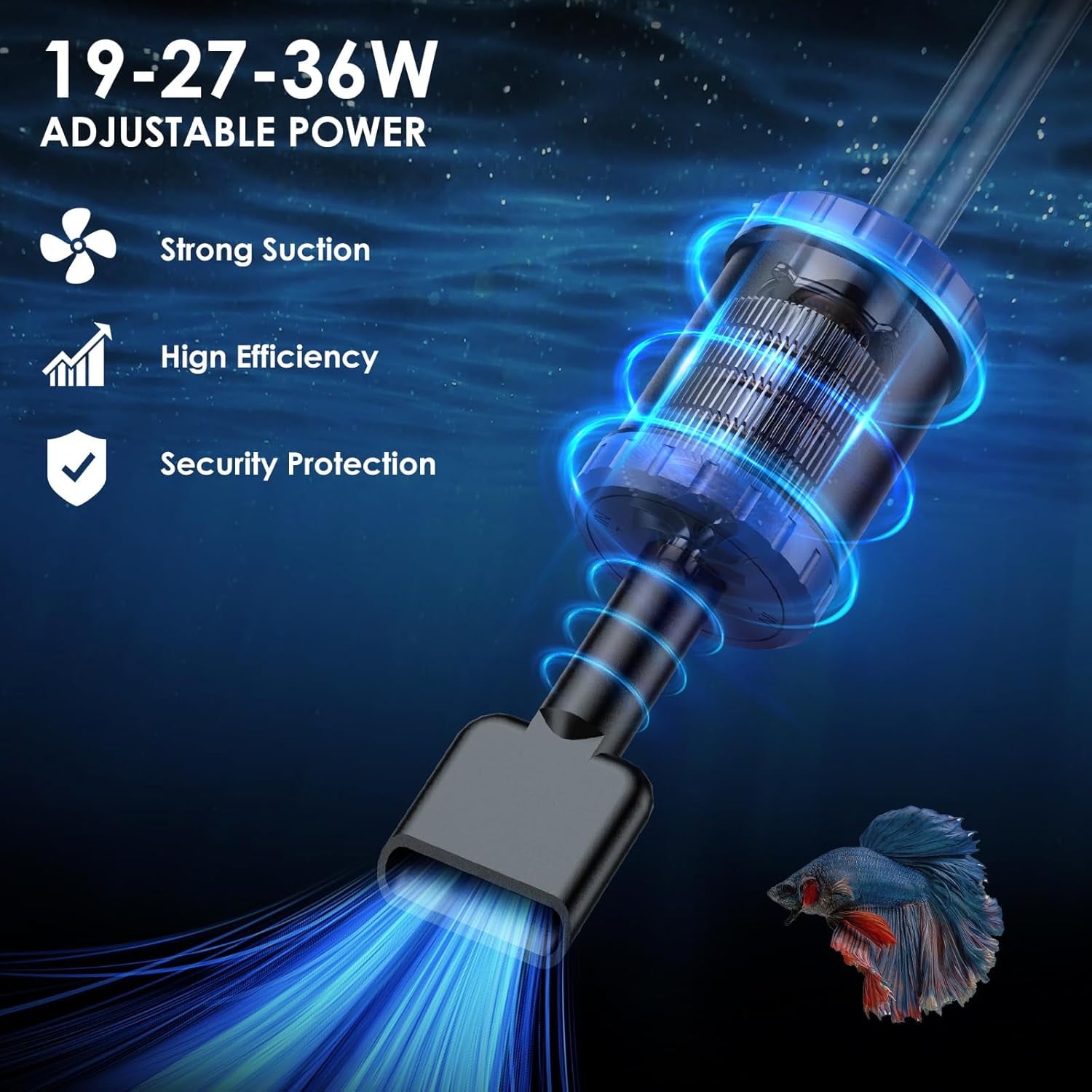 Tawatiler Electric Aquarium Vacuum Gravel Cleaner, 48W Fish Tank Cleaner Vacuum with Strong Suction for Water Change Wash Sand Algae Cleaner Water Shower and Water Circulation, Timed Off