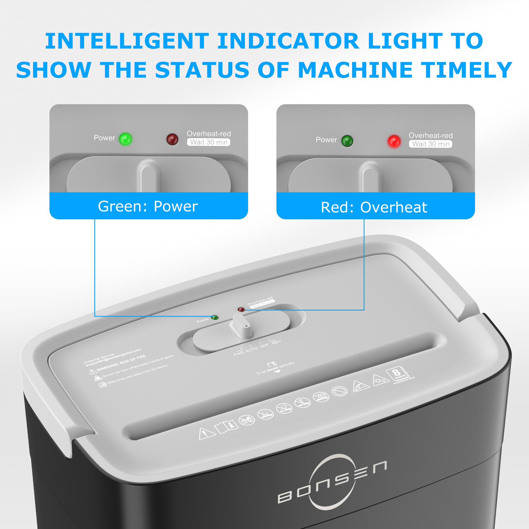 BONSEN 8-Sheet Cross-Cut Paper Shredder with 4 Gallon Bin photo 3