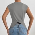 thumbnail image 5 of SHTXOZHI Womens Ruched Front T-Shirts Short Sleeve Crew Neck Drawstring Back Tops Casual Dressy Basic Blouses, 5 of 9