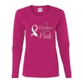 thumbnail image 2 of Wild Bobby In October We Wear Pink Awareness Breast Cancer Awareness Women Graphic Long Sleeve T-Shirt, Fuschia, Large, 2 of 6