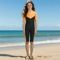 thumbnail image 2 of CYRBOKO Girls One-piece Swimsuits, Short Sleeve Summer Seaside Quick-dry Bathing Suits Orange Size 9-10 T, 2 of 6
