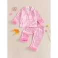 thumbnail image 4 of Cjfdfy Toddler Baby Girl Christmas Valentines Day Silk Stain Pajamas Set Kids Girl PJS Set Sleepwear Spring Fall Winter Clothes Bow Long Sleeve Button Down Shirt with Long Pants Set Loungewear 1-7Y, 4 of 9