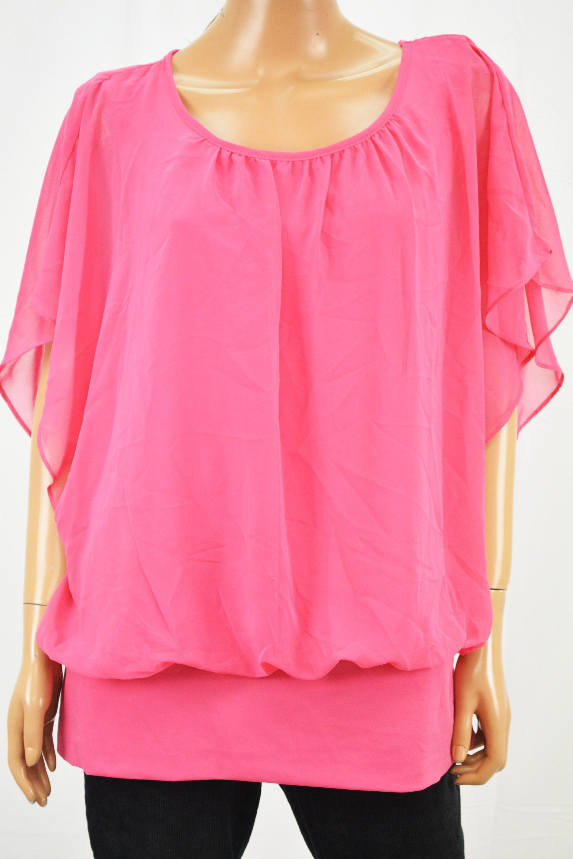 JM Collection Women Pink Blouson Banded-Hem Blouse Top X-Large XL ...