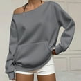 thumbnail image 2 of ManxiVoo Women's Off Shoulder Oversized Pullover Sweatshirt with Pockets Modern Casual Comfort Top XL Size Dark Gray, 2 of 6
