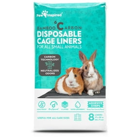 Paw Inspired Disposable Guinea Pig Habitat Cage Liners Beddings| Bamboo Charcoal Odor Controlling | Liners Pee Pads for Ferrets, Rabbits, Hamsters, Small Animals (17"x27" (C&C 2 x 1), 8 Count)