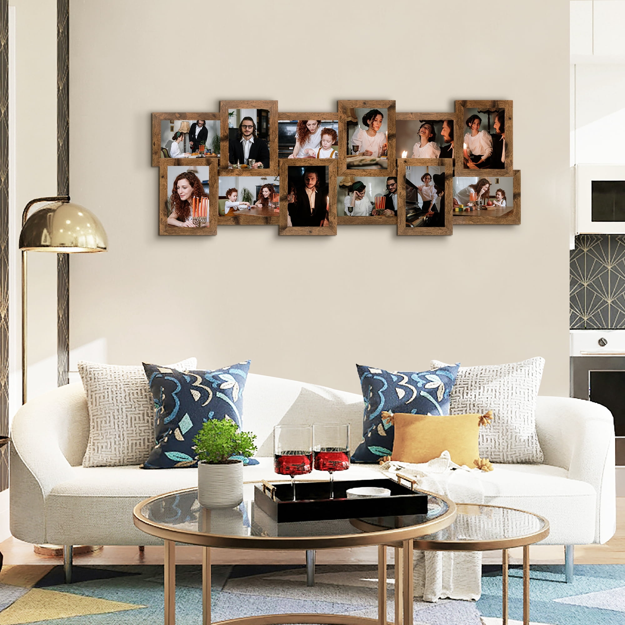 Classic Gallery Display Multi Photo Frame 12 Openings Picture Frames 4"x6" Collage Gold
