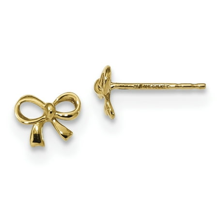 14k Yellow Gold Bow Post Stud Earrings Ball Button Gifts For Women For Her