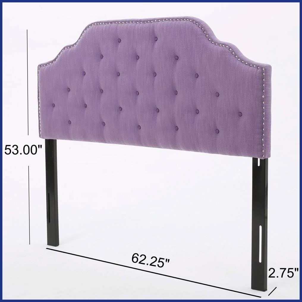 Queen Size Solid Wood Tufted Headboard with Adjustable Height & Nailhead Trim for Bedroom Décor