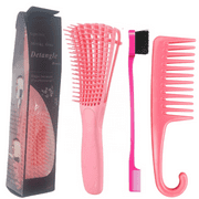 Large Pink Detangling Brush for Curly Afro Wavy Thick Wet & Dry Brush   Detangling Comb & Edge Brush