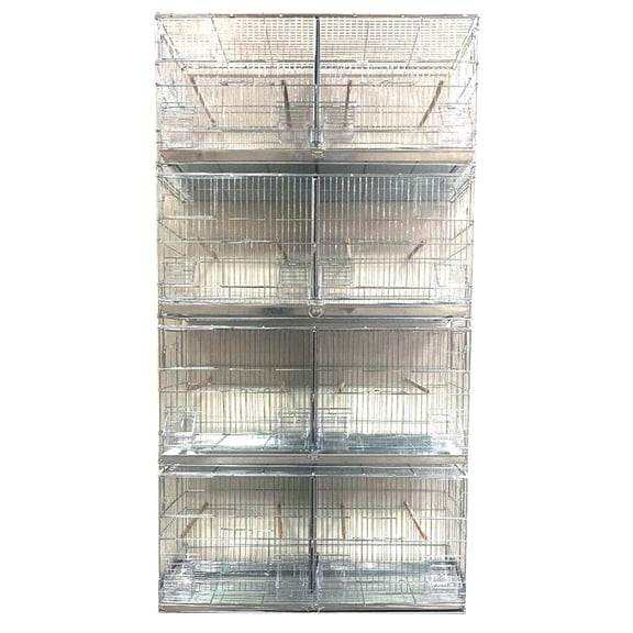 4 of LARGE Stainless Galvanized Zinc Plated Stackable Double Breeding Breeder Flight Bird Cage Center Dividers With Side Breeding Nest Box Doors