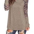 thumbnail image 3 of Camiseta de manga larga para mujer, moda informal, estampado, bloque de color, cuello redondo, para la vida diaria y el trabajo, 3 of 6