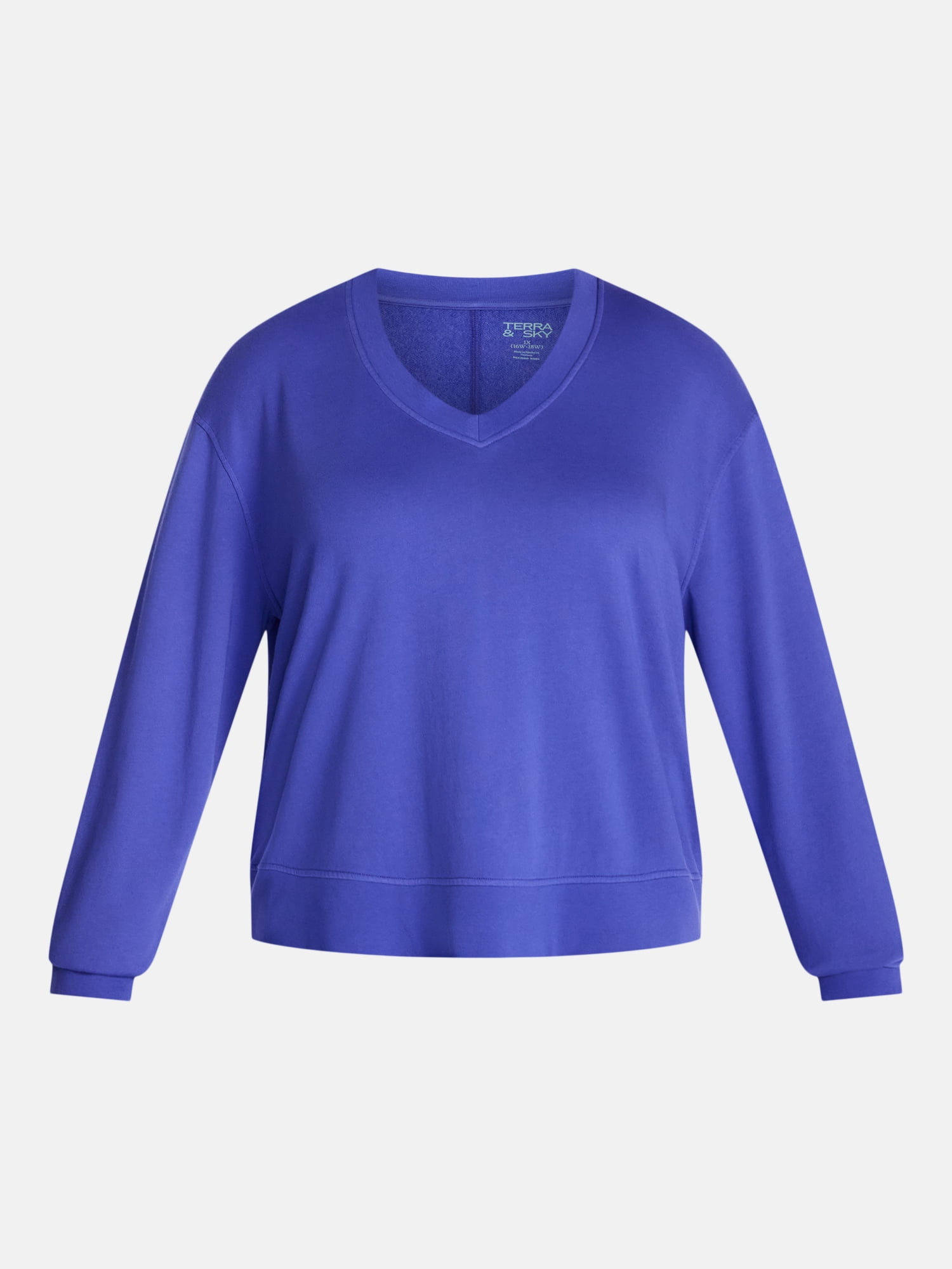Terra & Sky Women's Plus V-Neck Sweatshirt, Sizes 0X-5X