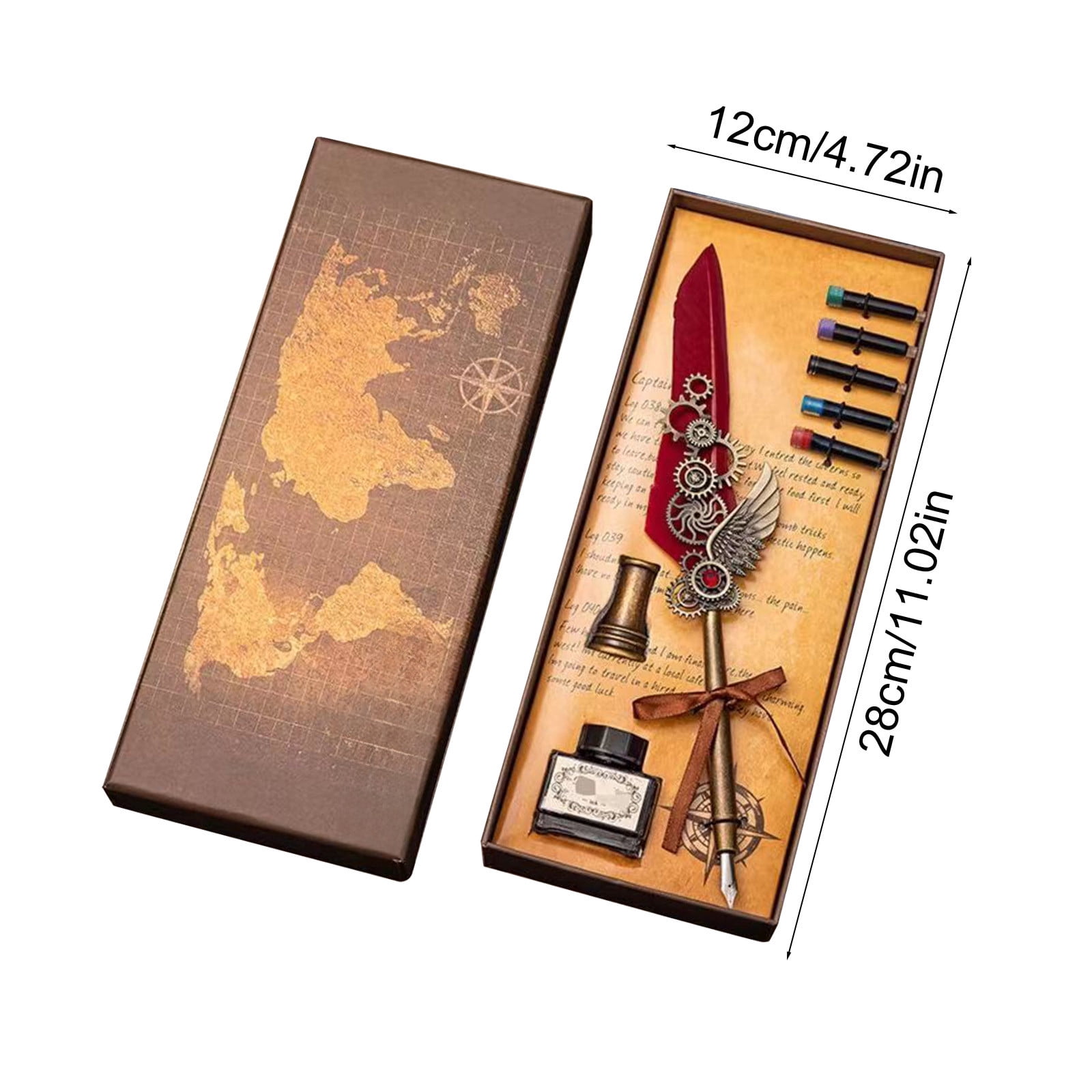 Xheghe Steampunk Quill Pen Set with Ink and Stand - Elegant Writing Kit for Journaling, Letter Writing, and Gifts for Adults