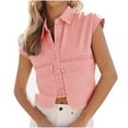 thumbnail image 3 of Sexlip Womens Collared Snap Button Sleeveless Casual Vest Versatile Comfortable Daily Outfit Pink L, 3 of 7