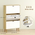 thumbnail image 3 of HOMCOM Armoire à Chaussures Étroite, Armoire de Rangement pour Chaussures à 3 Tiroirs Basculants, Blanc, 3 of 10
