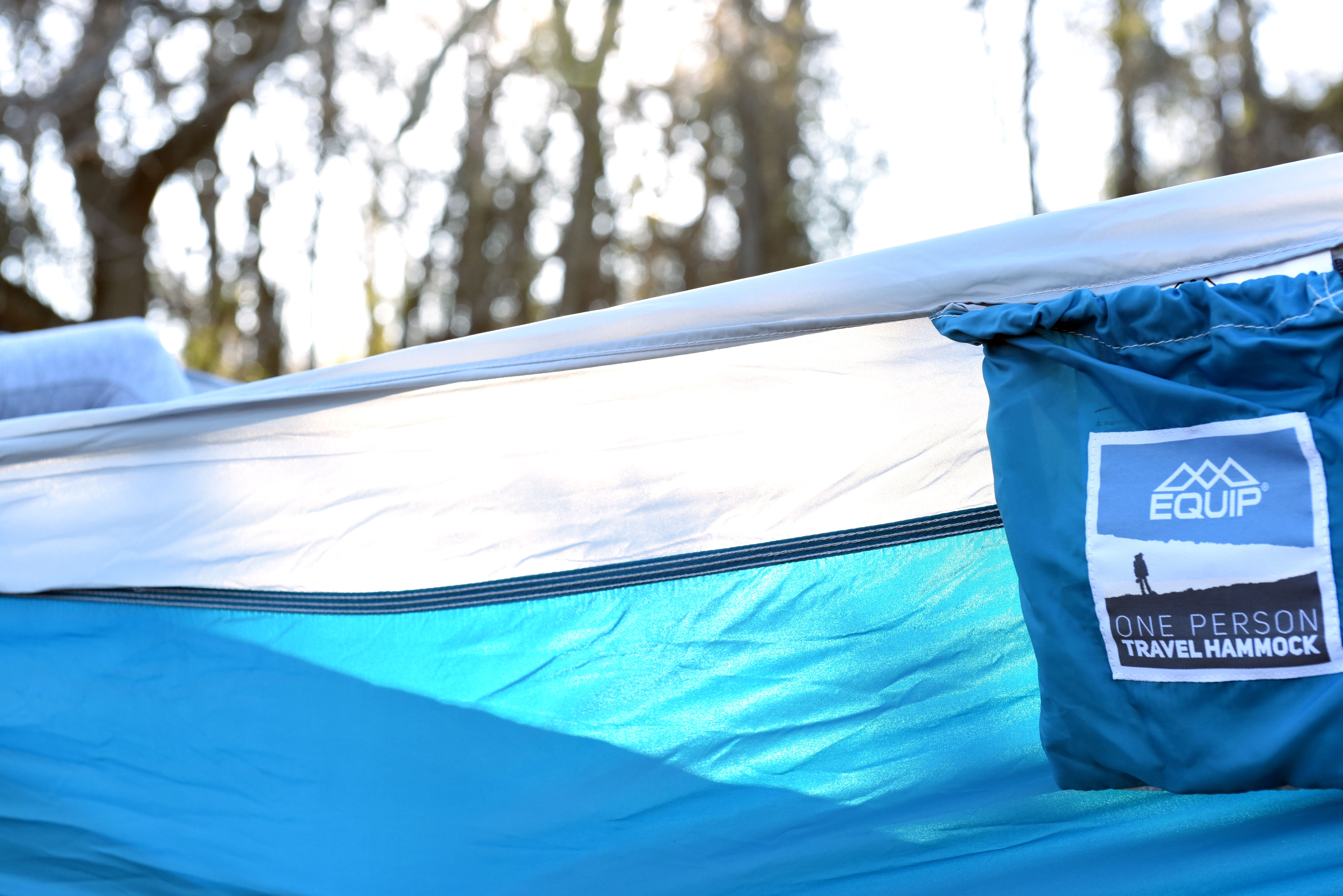 Equip Lightweight Portable Nylon Hammock, 1 Person Turquoise and Gray, Open Size 116" L x 59" W