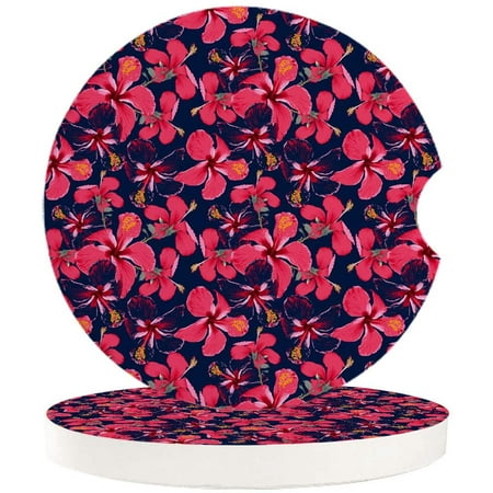 

ZHANZZK Watercolor Red Hibiscus Flower Blossom Set of 6 Car Coaster for Drinks Absorbent Ceramic Stone Coasters Cup Mat with Cork Base for Home Kitchen Room Coffee Table Bar Decor