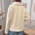 thumbnail image 5 of Sorvello Women's Single Breasted Sherpa Jacket Notch Lapel Fleece Lined Coat Button Front Winter Warm American Style Vintage Outerwear Top for Women White XL, 5 of 6