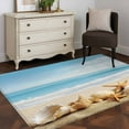 thumbnail image 4 of Ocean Beach Washable Area Rugs 4'x6', Blue Sky Starfish Shell Low Pile Throw Living Room Rug Non-Slip Sturdy Edge Binding Carpet for Indoor Entryway Bedside Kitchen, 4 of 9