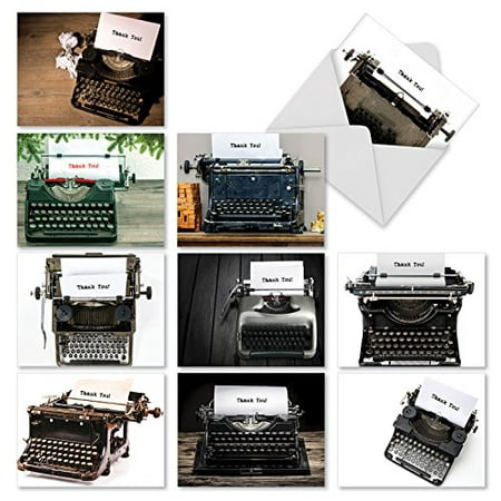 'M3968 MANUAL THANKS' 10 Assorted All Occasions Note Cards Feature Images of Old-fashioned Manual Typewriters with Envelopes by The Best Card (Best Typewriter Ever Made)