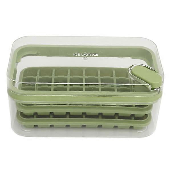 Ice Cube Tray 32 Grid Double Layer Easy Release Ice Maker Mold with Lid for Cocktail Whiskey Coffee Green