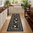 thumbnail image 3 of GlowSol 2x6 Washable Runner Rug - Machine Washable Non-Slip TPR Backing, Hand-Drawn Pet & Floral Carpet for Entryway Kitchen Bedroom, Black, 3 of 8