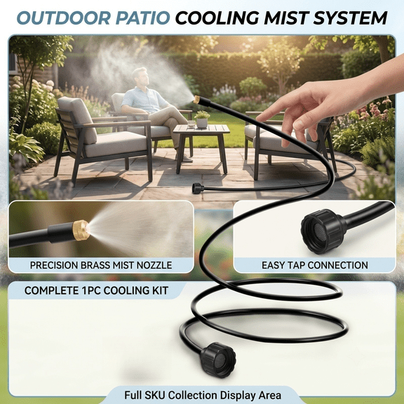 6.6ft Standing Outdoor Misting System, Portable Hose Sprayer for Patio Cooling, Chicken Coop & BBQ Area