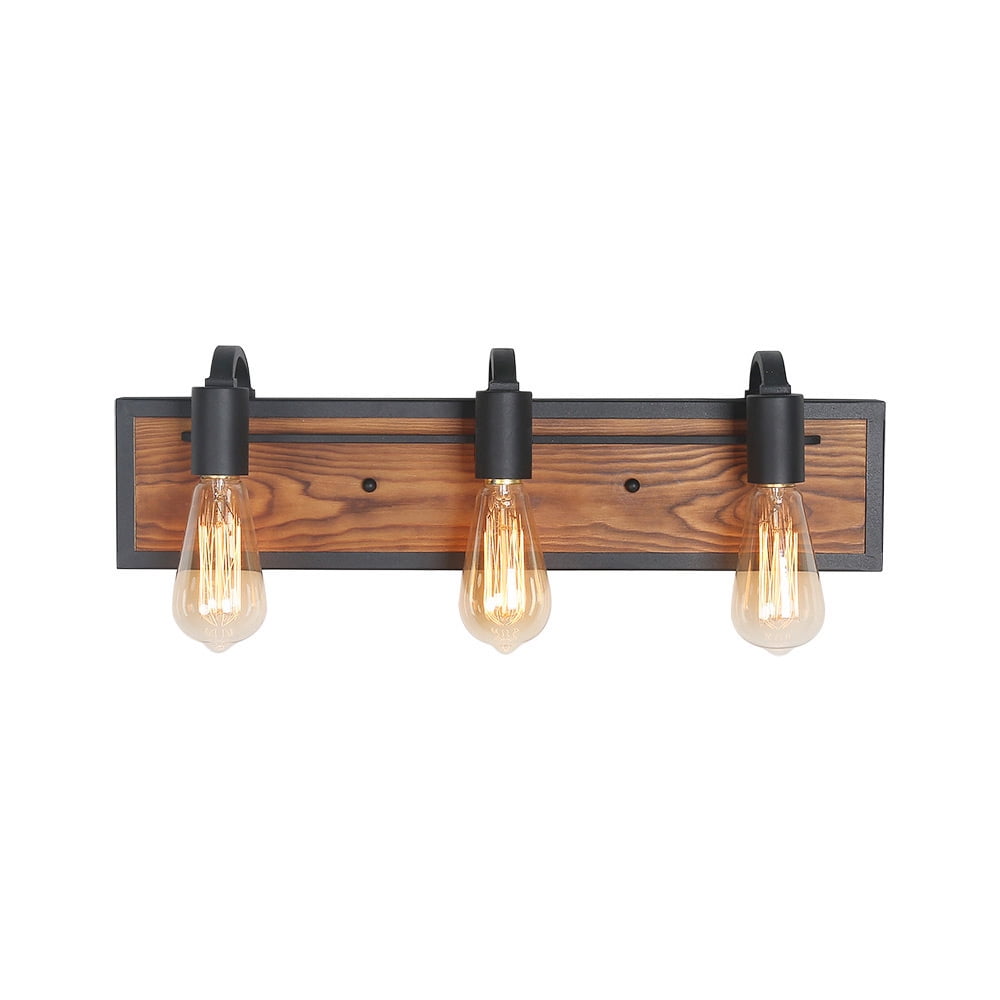 Lnc 2 Light Rustic Wall Lighting Black Lamps Wood Sconces