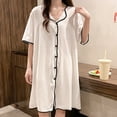 thumbnail image 6 of Plus Size M-4XL Women‘s Nightgown Summer Sweet Short Sleeve Home Dress Ice Silk Night Skirt Cardigan Cute Korean Night Gown, 6 of 7