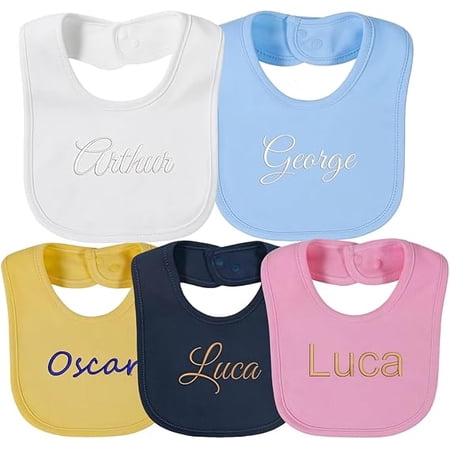 Personalized U-Shaped Baby Bandana custom name embroidery Bib 100% Cotton Soft Drool Bib with Waterproof Backing - Snap Closure Quick Dry Comfort Fit for Boys & Girls