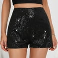 thumbnail image 4 of Hienoo Women's Sequins Mid Rise Shorts Sexy Straight Leg Shorts, Sizes S-XL, 4 of 8