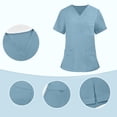 thumbnail image 7 of 2 Pcs Scrubs Sets for Women Stretch Wide Leg Pants & V-Neck Short Sleeve Tops Plus Size Medical Scrub Sets Sky Blue 2XL, 7 of 7